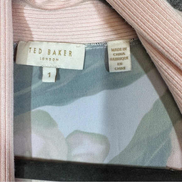Ted Baker Pink Floral Back Cardigan Open Front Lightweight Sweater Size 1 - Picture 6 of 15